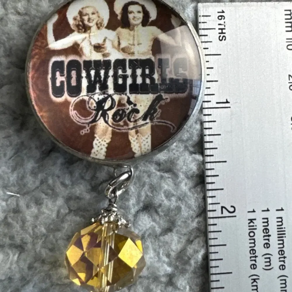 Cowgirls Rock Reversible Necklace Horse Pin Up Western Rodeo Pearl Statement